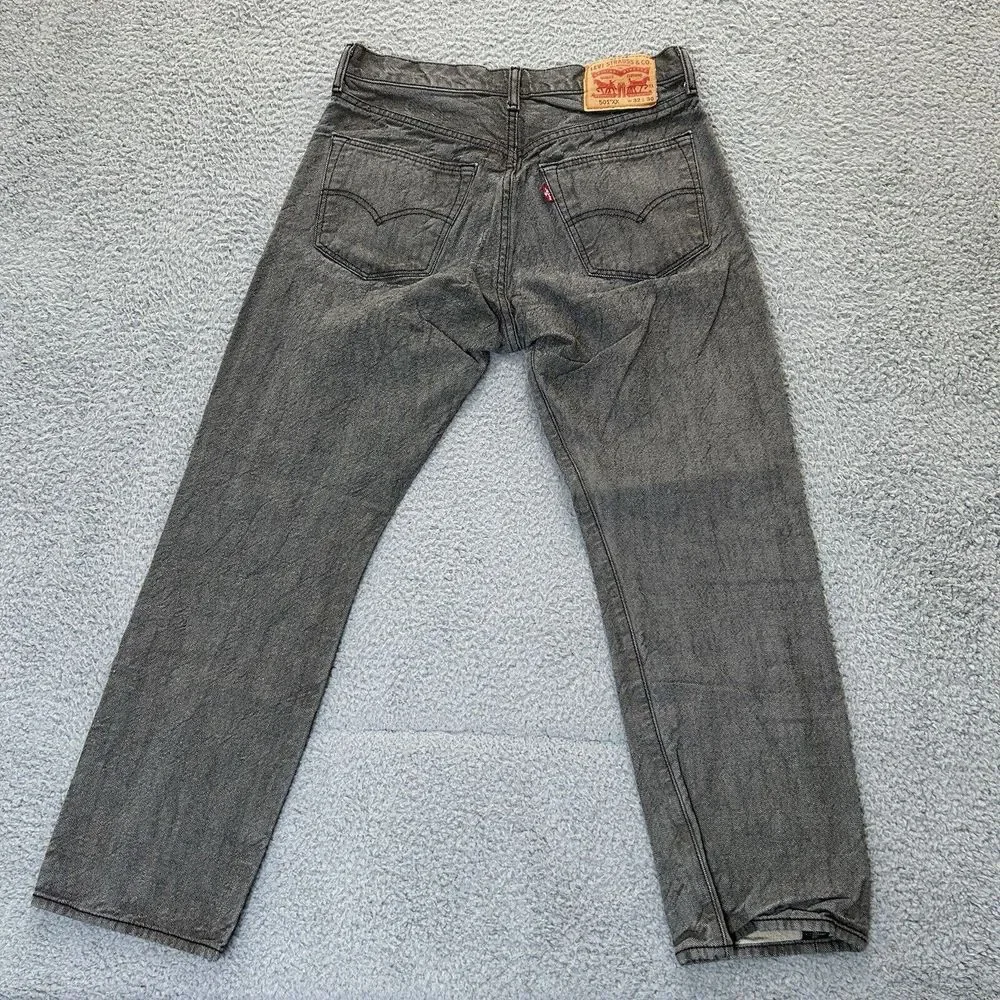 Levis‎ Jeans Mens 32x30* Black White Contrasted 501 XX Button Fly Straight Denim